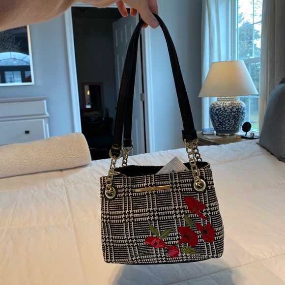 Liz Claiborne Willow Mini Shopper Plaid Rose Purse - Picture 2 of 8